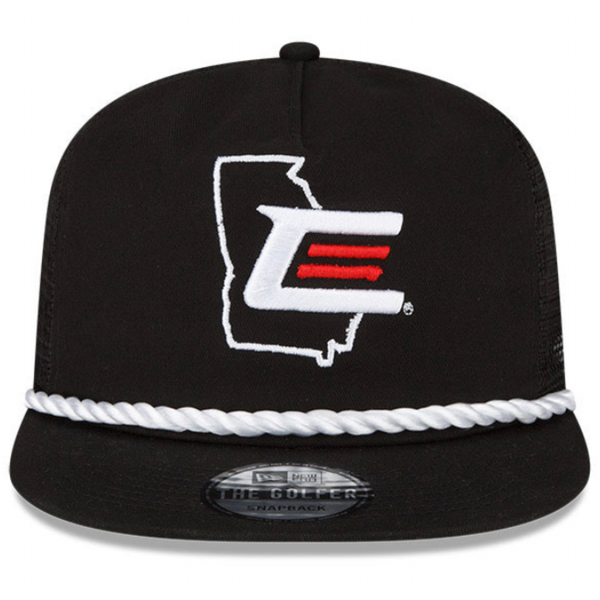 BLACK CE GA OUTLINE NEW ERA GOLFER TRUCKER HAT