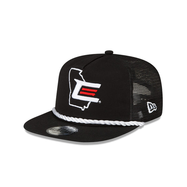 BLACK CE GA OUTLINE NEW ERA GOLFER TRUCKER HAT