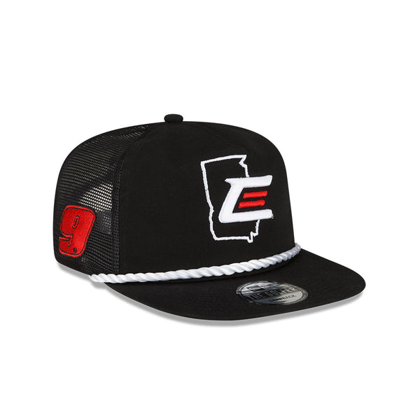 BLACK CE GA OUTLINE NEW ERA GOLFER TRUCKER HAT