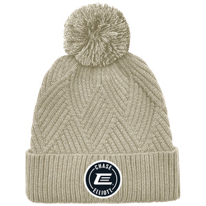 PVC PATCH TAN POM POM BEANIE