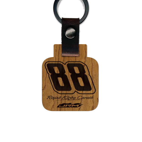 Rajah Kirby Caruth #88 Wooden Keychain  | Crafted from Cherry and Maple Wood | Made in USA | Officially Licensed by JR Motorsports