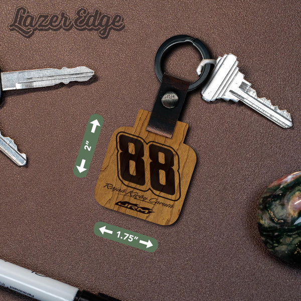Rajah Kirby Caruth #88 Wooden Keychain  | Crafted from Cherry and Maple Wood | Made in USA | Officially Licensed by JR Motorsports