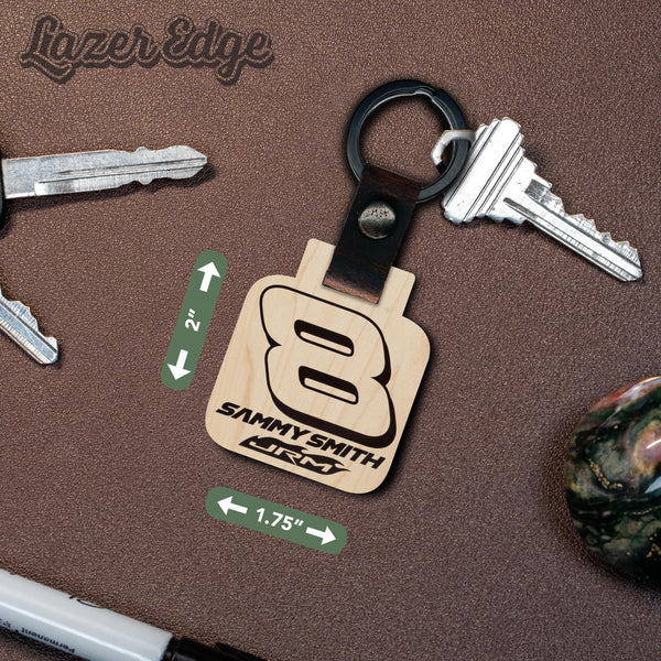 Sammy Smith #8 Wooden Keychain  | Crafted from Cherry and Maple Wood | Made in USA | Officially Licensed by JR Motorsports
