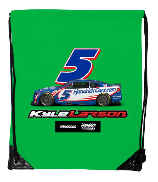 Kyle Larson - Hendricks Cars.com #5 Nascar Offic. LIC. Drawstring Backpack - Lightweight Cinch Bag with Team Logo