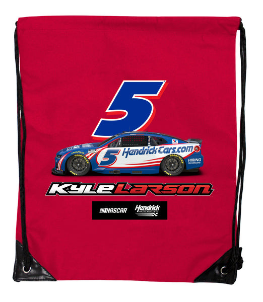 Kyle Larson - Hendricks Cars.com #5 Nascar Offic. LIC. Drawstring Backpack - Lightweight Cinch Bag with Team Logo