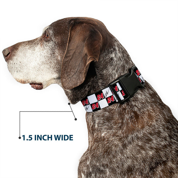Plastic Clip Collar - William Byron Autograph and #24 Checker Logo Black/White/Red