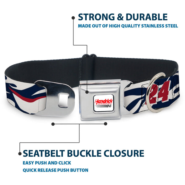 HENDRICK MOTORSPORTS Checker Logo Full Color Red/White Seatbelt Buckle Collar - William Byron #24 Car Scheme White/Red/Blue