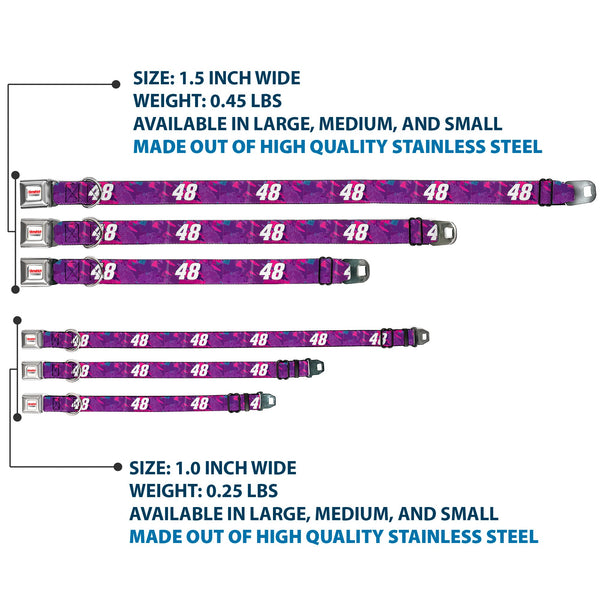 HENDRICK MOTORSPORTS Checker Logo Full Color Red/White Seatbelt Buckle Collar - Alex Bowman #48 Car Scheme Purples/Pinks/White