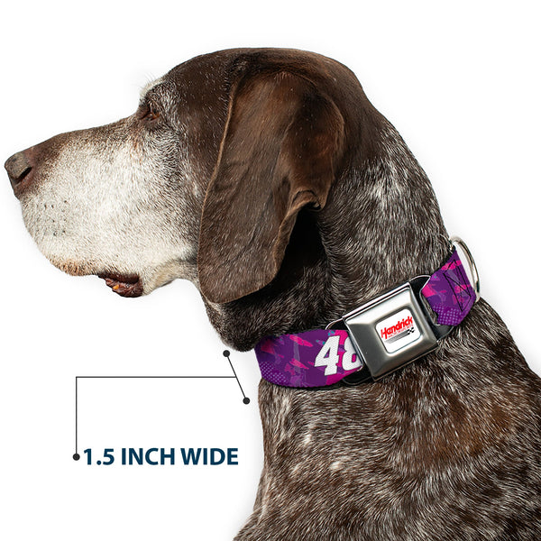 HENDRICK MOTORSPORTS Checker Logo Full Color Red/White Seatbelt Buckle Collar - Alex Bowman #48 Car Scheme Purples/Pinks/White