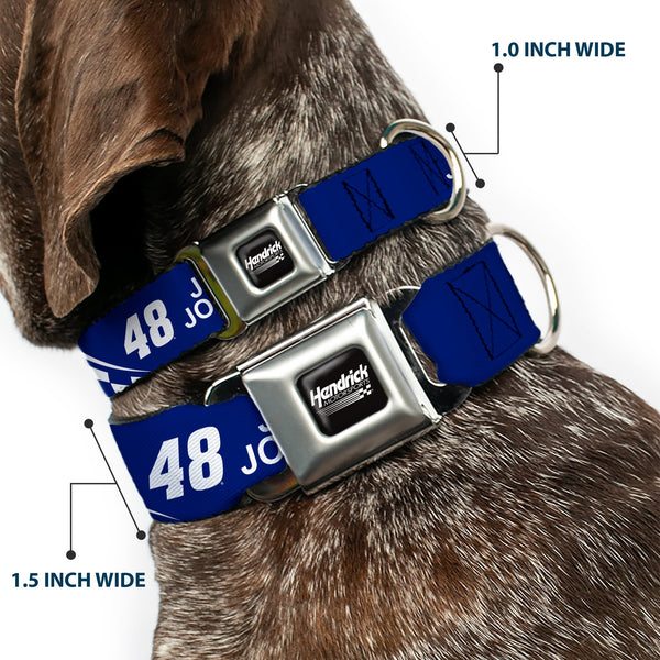 HENDRICK MOTORSPORTS Checker Logo Full Color Black/White Seatbelt Buckle Collar - JIMMIE JOHNSON #48 LOWE'S Logo Checker Blue/White