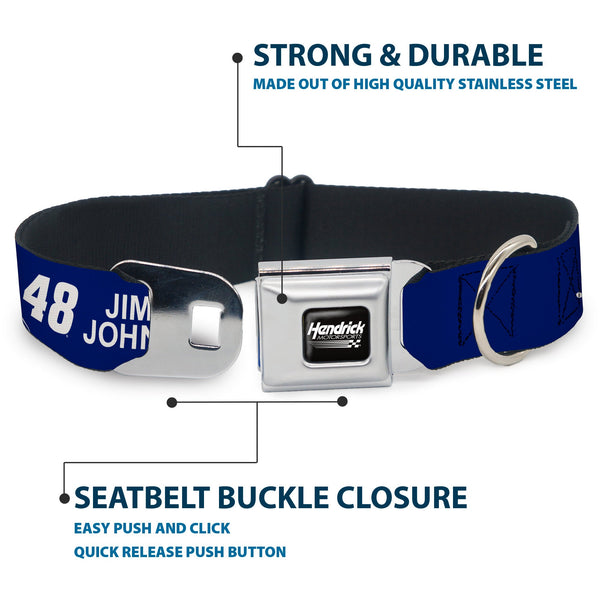 HENDRICK MOTORSPORTS Checker Logo Full Color Black/White Seatbelt Buckle Collar - JIMMIE JOHNSON #48 LOWE'S Logo Checker Blue/White