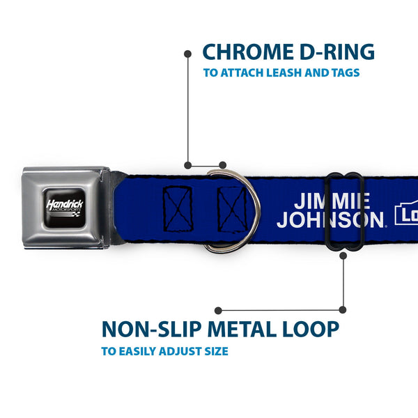 HENDRICK MOTORSPORTS Checker Logo Full Color Black/White Seatbelt Buckle Collar - JIMMIE JOHNSON #48 LOWE'S Logo Checker Blue/White
