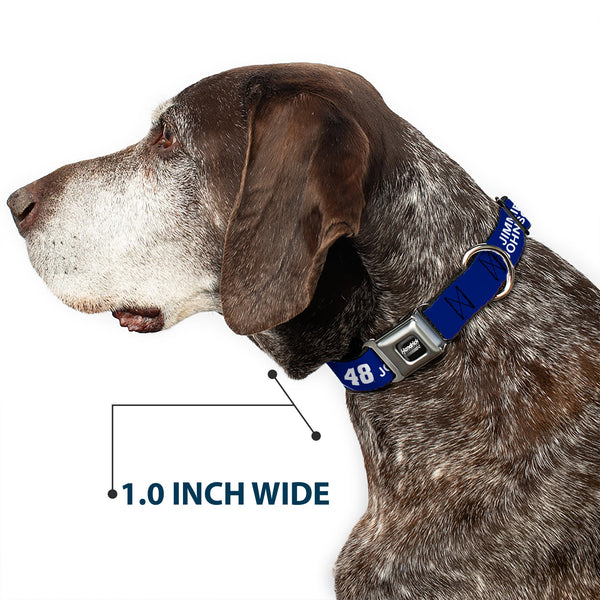HENDRICK MOTORSPORTS Checker Logo Full Color Black/White Seatbelt Buckle Collar - JIMMIE JOHNSON #48 LOWE'S Logo Checker Blue/White