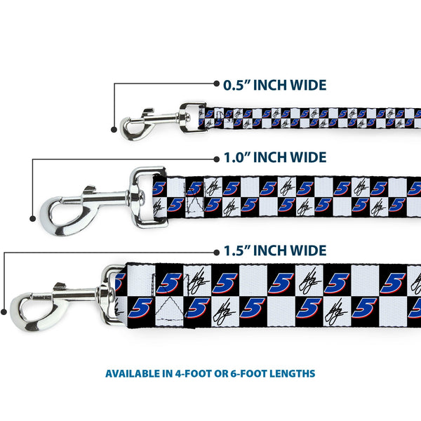 Dog Leash - Kyle Larson Autograph and #5 Checker Logo Black/White/Blue/Red