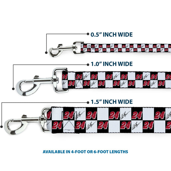 Dog Leash - William Byron Autograph and #24 Checker Logo Black/White/Red