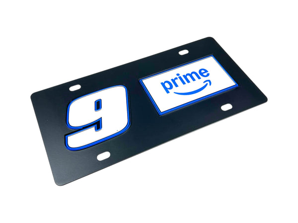 Chase Elliott Amazon Prime # & Sponsor Carbon Steel License Plate