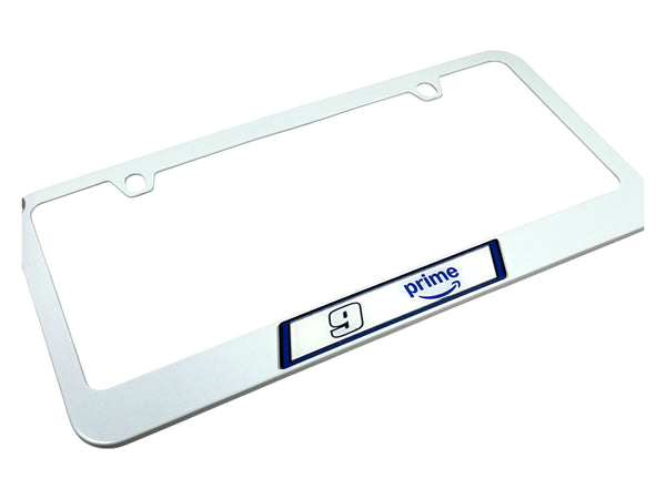 Chase Elliott Amazon Prime # & Sponsor White License Plate Frame