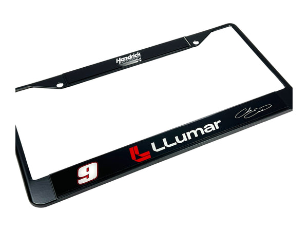 Chase Elliott LLumar # & Sponsor Black License Plate Frame