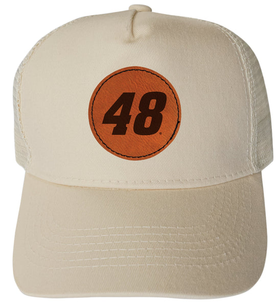 Alex Bowman #48 Nascar Trucker Hat - Engraved Leather Patch