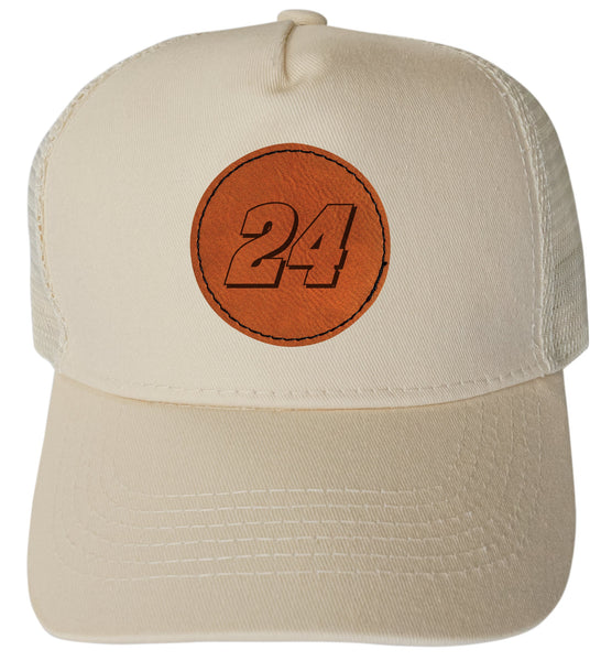 Jeff Gordon #24 Nascar Trucker Hat - Engraved Leather Patch