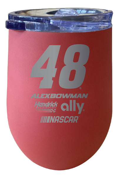 Alex Bowman NASCAR #48 12 oz Etched Insulated Stainless Steel Wine Tumbler