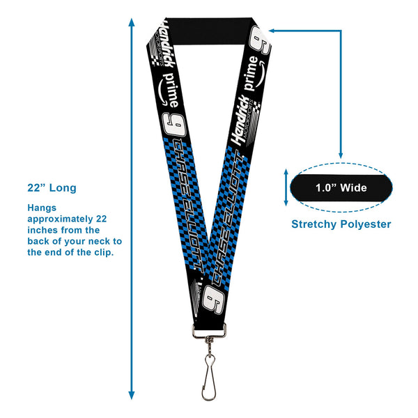 Lanyard - 1.0" - CHASE ELLIOTT #9 PRIME Hendrick Motorsports Logo Black/White/Blue