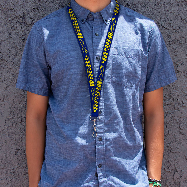 Lanyard - 1.0" - Jimmie Johnson #48 Autograph Checker Blue/Yellow