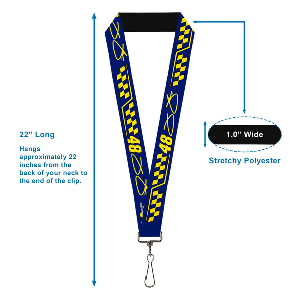 Lanyard - 1.0" - Jimmie Johnson #48 Autograph Checker Blue/Yellow