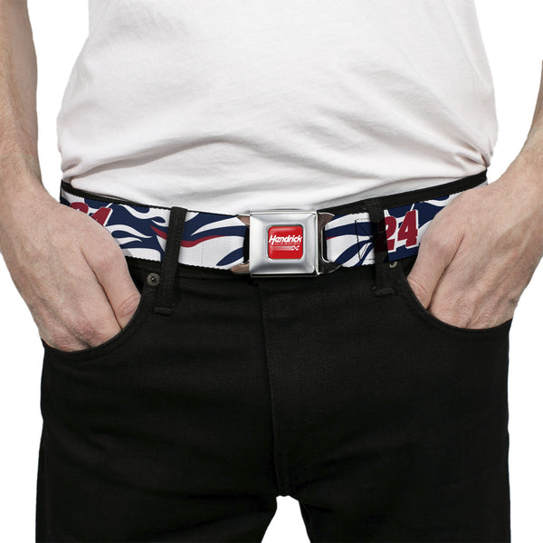 HENDRICK MOTORSPORTS Checker Logo Full Color Red/White Seatbelt Belt - William Byron #24 Car Scheme White/Red/Blue Webbing