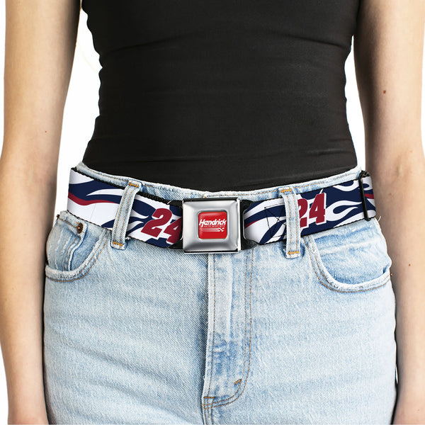 HENDRICK MOTORSPORTS Checker Logo Full Color Red/White Seatbelt Belt - William Byron #24 Car Scheme White/Red/Blue Webbing