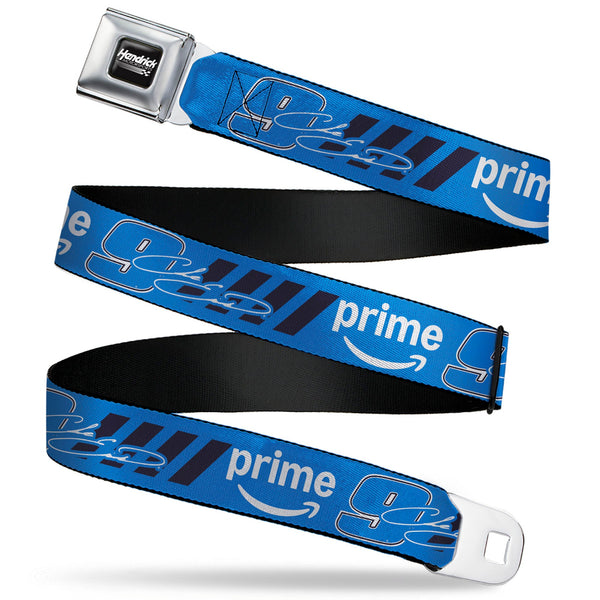 HENDRICK MOTORSPORTS Checker Logo Full Color Black/White Seatbelt Belt - Chase Elliott #9 Autograph PRIME Logo Blue/Black/White Webbing