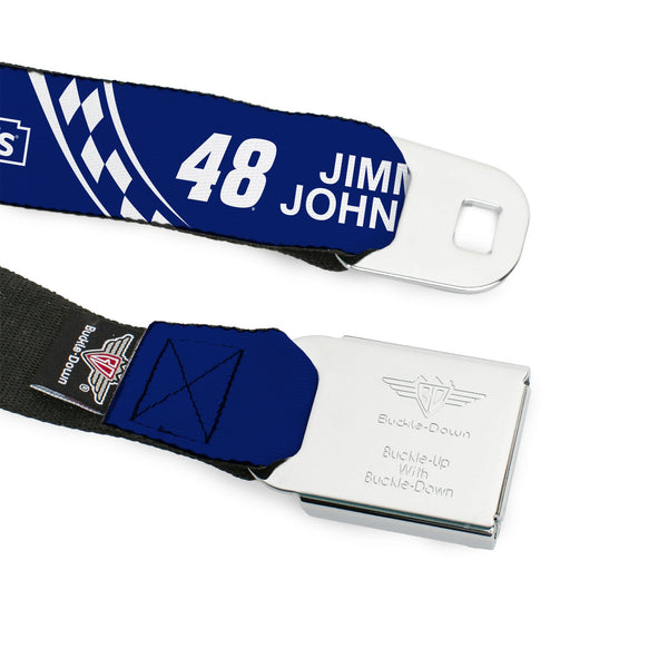 HENDRICK MOTORSPORTS Checker Logo Full Color Black/White Seatbelt Belt - JIMMIE JOHNSON #48 LOWE'S Logo Checker Blue/White Webbing