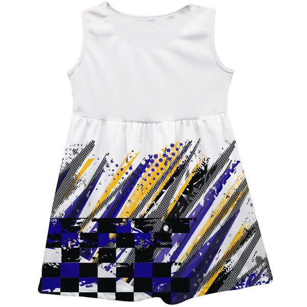 Chase Elliott Nascar Abstract Check Halftones Tank Dress - White
