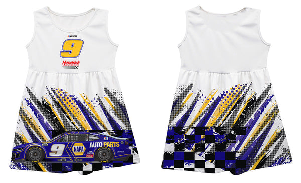 Chase Elliott Nascar Abstract Check Halftones Tank Dress - White