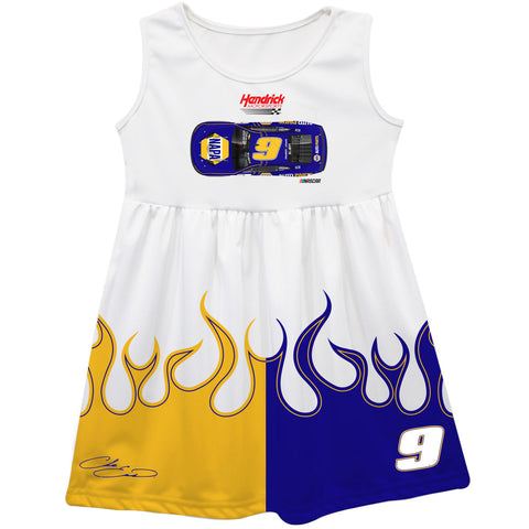 Chase Elliot NASCAR Color Block Blue and Gold Flames Tank Dress