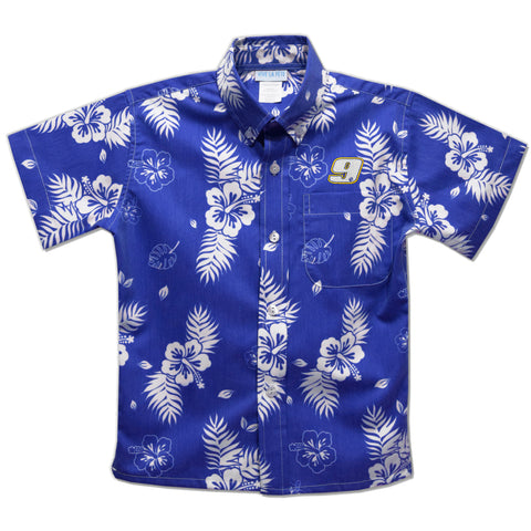 Chase Elliott Vive La Fete Hawaiian Print Button-Down Shirt - Blue