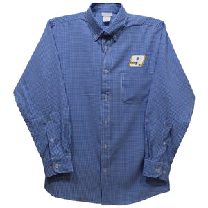 Chase Elliott Vive La Fete Gingham Button Down Long Sleeve Shirt - Blue