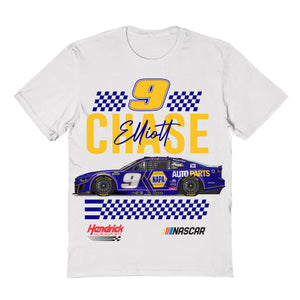 Chase Elliott Vive La Fete Racing Car T-Shirt - White