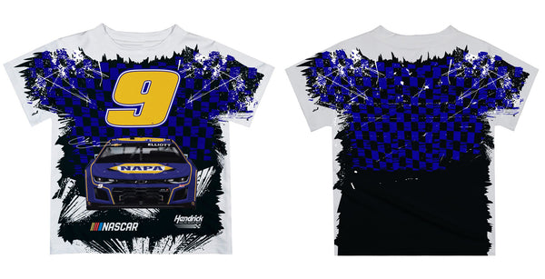 Chase Elliott Vive La Fete Checkered Racing Car T-Shirt - Blue