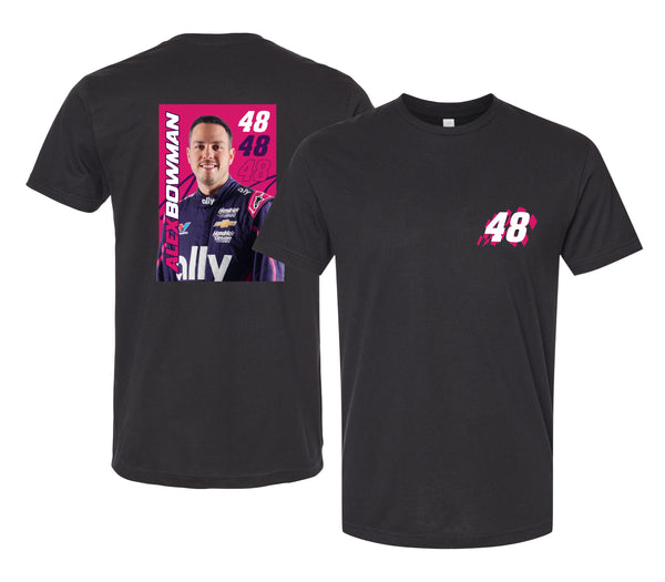 Alex Bowman #48 Nascar Offic. LIC. Unisex T-Shirt – Left Chest and Large Back Picture Design