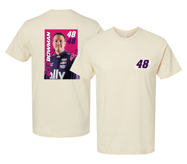 Alex Bowman #48 Nascar Offic. LIC. Unisex T-Shirt – Left Chest and Large Back Picture Design