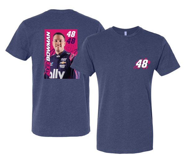 Alex Bowman #48 Nascar Offic. LIC. Unisex T-Shirt – Left Chest and Large Back Picture Design