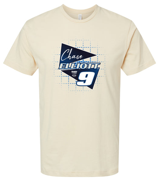 Chase Elliott #9 Nascar Offic. LIC. Unisex Cotton Crew Neck T-Shirt - Large Front Retro Design