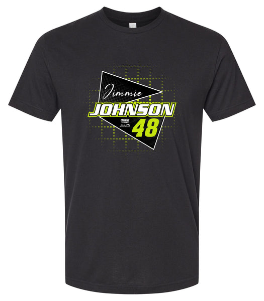 Jimmie Johnson #48 Nascar Offic. LIC. Unisex Cotton Crew Neck T-Shirt - Large Front Retro Design