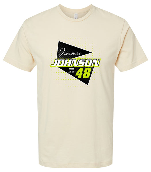 Jimmie Johnson #48 Nascar Offic. LIC. Unisex Cotton Crew Neck T-Shirt - Large Front Retro Design