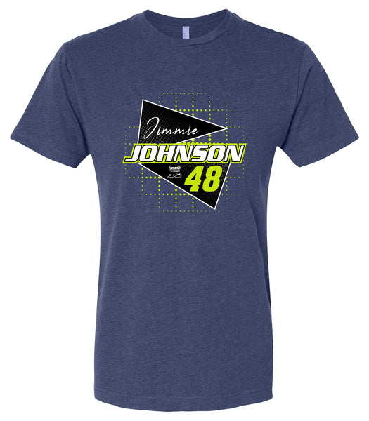 Jimmie Johnson #48 Nascar Offic. LIC. Unisex Cotton Crew Neck T-Shirt - Large Front Retro Design