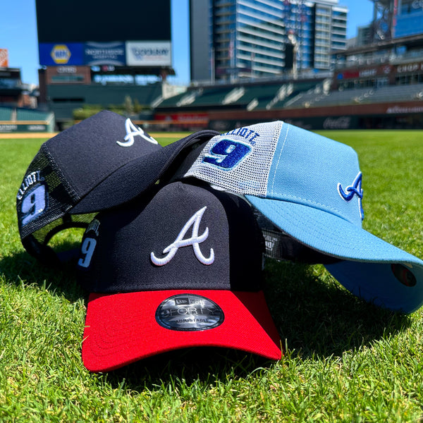 NAVY AND RED CE X BRAVES NEW ERA 9FORTY AFRAME HAT