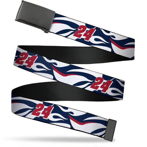 Web Belt Blank Black Buckle - William Byron #24 Car Scheme White/Red/Blue Webbing