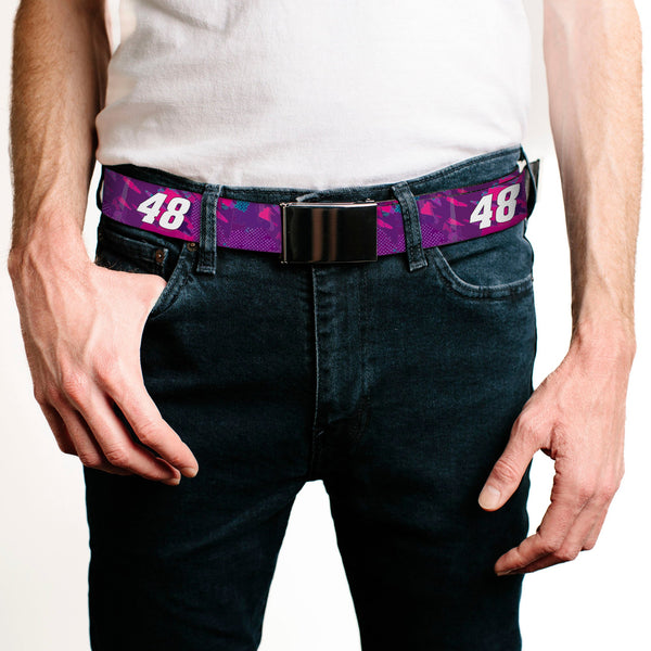 Web Belt Blank Black Buckle - Alex Bowman #48 Car Scheme Purples/Pinks/White Webbing