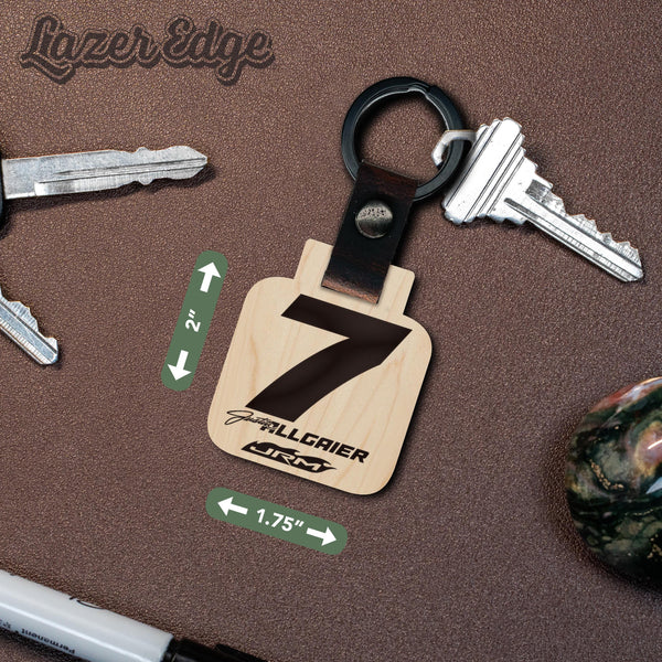 Justin Allgaier #7 Wooden Keychain  | Crafted from Cherry and Maple Wood | Made in USA | Officially Licensed by JR Motorsports